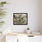 Framed Matte Canvas Print – Cottage Garden Pathway in Soft Floral Hues