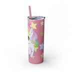 Unicorn Skinny Tumbler 20oz — Cute Pastel Rainbow Unicorn with Straw