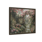 Framed Canvas Print – Secret Garden Archway Floral Landscape