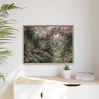 Framed Canvas Print – Secret Garden Archway Floral Landscape