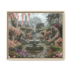 Mediterranean Garden Fountain Canvas — Framed Matte Wall Art