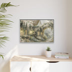 Framed Matte Canvas Print – Cottage Garden Pathway in Soft Floral Hues