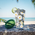 16oz Daisy Tumbler with Straw — Clear Floral Sunsplash Cup