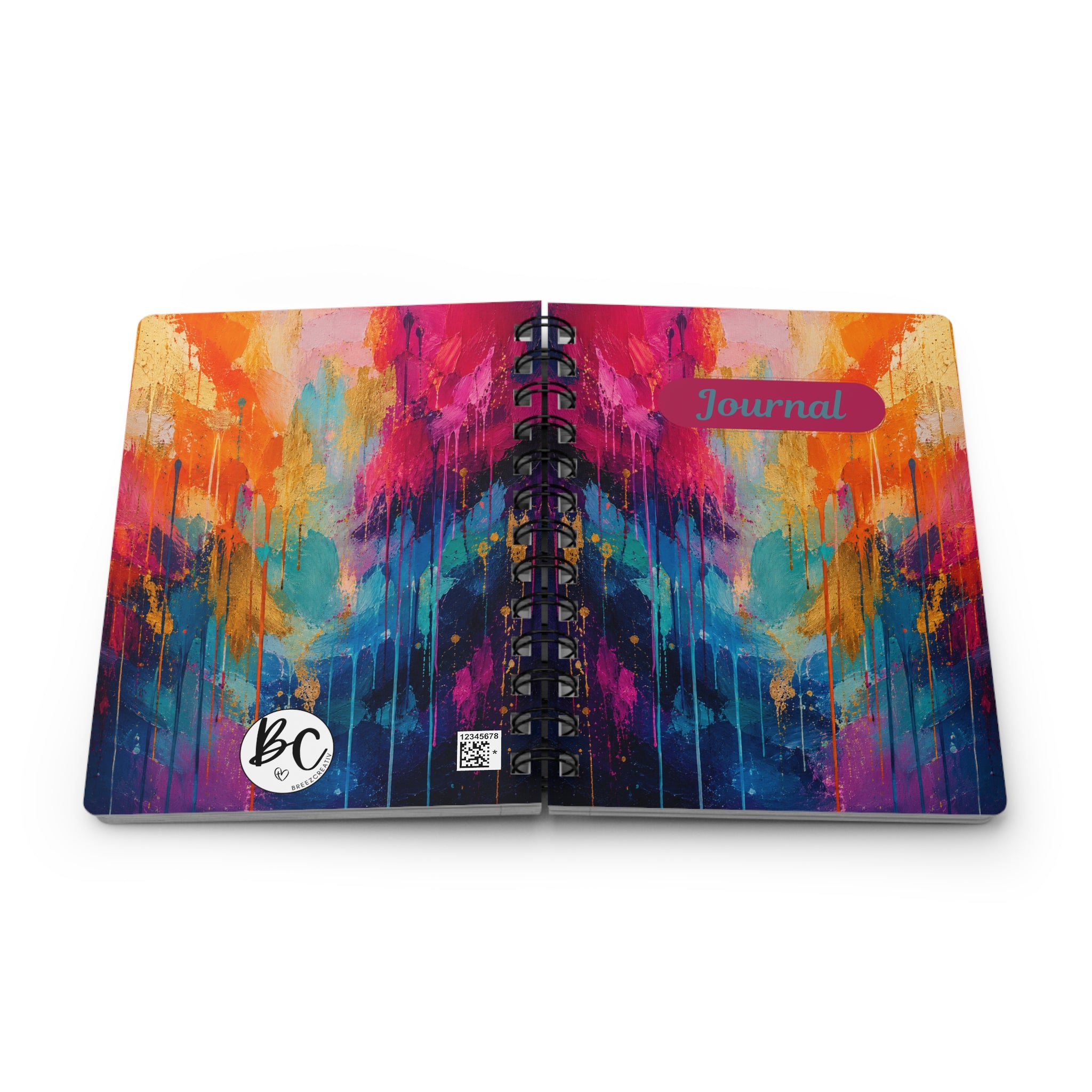 Colorful Abstract Spiral Journal — 'Journal' Notebook for Notes & Creativity