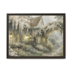 Framed Matte Canvas Print – Cottage Garden Pathway in Soft Floral Hues