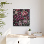 Framed Floral Canvas Print — Dark Romantic Bouquet Wall Art