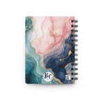 Marbled Teal & Pink Spiral Journal — Gold Accent Notebook