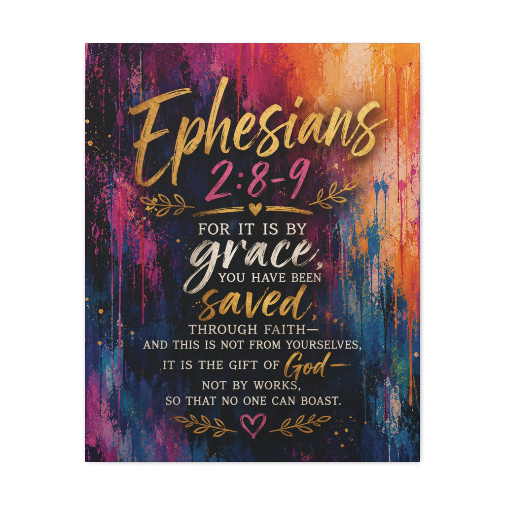 Grace in Color™ – Ephesians 2:8–9 | Contemporary Christian Scripture Canvas