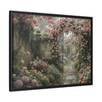 Framed Canvas Print – Secret Garden Archway Floral Landscape