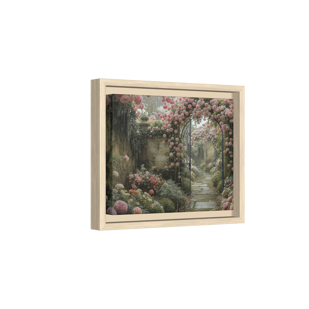 Framed Canvas Print – Secret Garden Archway Floral Landscape