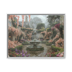 Mediterranean Garden Fountain Canvas — Framed Matte Wall Art