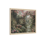Framed Canvas Print – Secret Garden Archway Floral Landscape