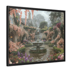 Mediterranean Garden Fountain Canvas — Framed Matte Wall Art