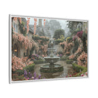 Mediterranean Garden Fountain Canvas — Framed Matte Wall Art