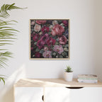 Framed Floral Canvas Print — Dark Romantic Bouquet Wall Art