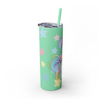 Unicorn Skinny Tumbler 20oz — Cute Pastel Rainbow Unicorn with Straw