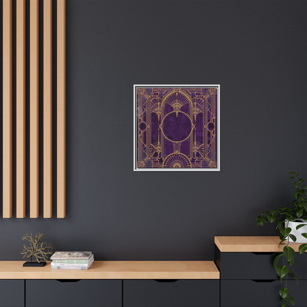 Art Deco Purple Gold Framed Canvas Wall Art