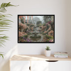 Mediterranean Garden Fountain Canvas — Framed Matte Wall Art