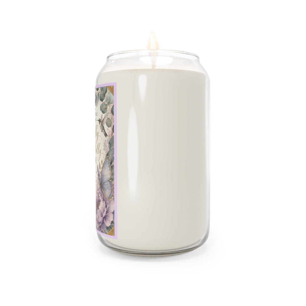 Soy Scented Candle — “Fearfully and Wonderfully Made” Floral Inspirational Jar (13.75 oz)