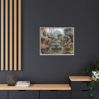 Mediterranean Garden Fountain Canvas — Framed Matte Wall Art