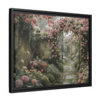 Framed Canvas Print – Secret Garden Archway Floral Landscape