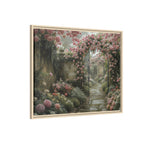 Framed Canvas Print – Secret Garden Archway Floral Landscape