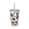 Sunsplash 16oz Heart Pattern Tumbler with Straw
