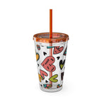 Sunsplash 16oz Heart Pattern Tumbler with Straw