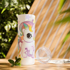 Unicorn Skinny Tumbler 20oz — Cute Pastel Rainbow Unicorn with Straw