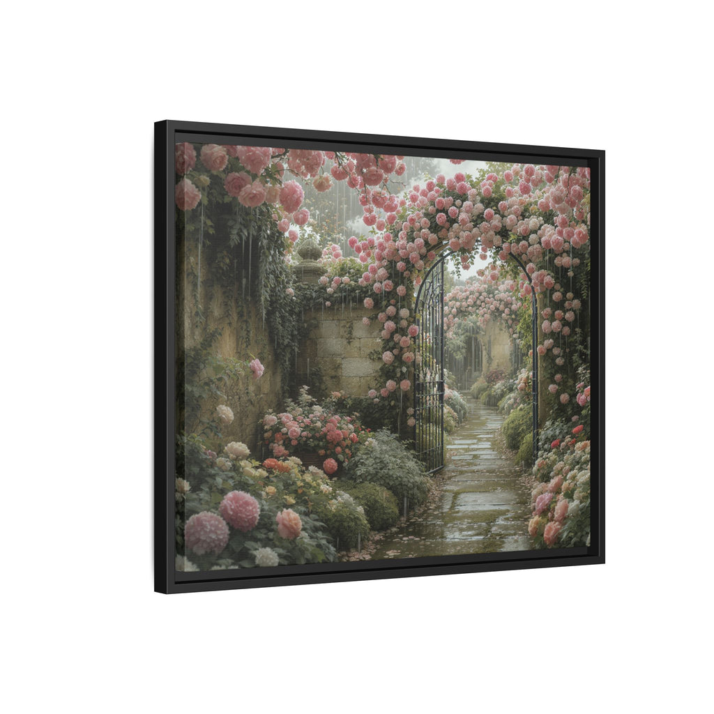 Framed Canvas Print – Secret Garden Archway Floral Landscape