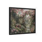 Framed Canvas Print – Secret Garden Archway Floral Landscape