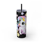 Unicorn Skinny Tumbler 20oz — Cute Pastel Rainbow Unicorn with Straw
