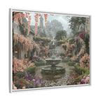 Mediterranean Garden Fountain Canvas — Framed Matte Wall Art