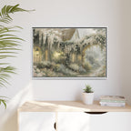 Framed Matte Canvas Print – Cottage Garden Pathway in Soft Floral Hues