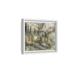 Framed Matte Canvas Print – Cottage Garden Pathway in Soft Floral Hues