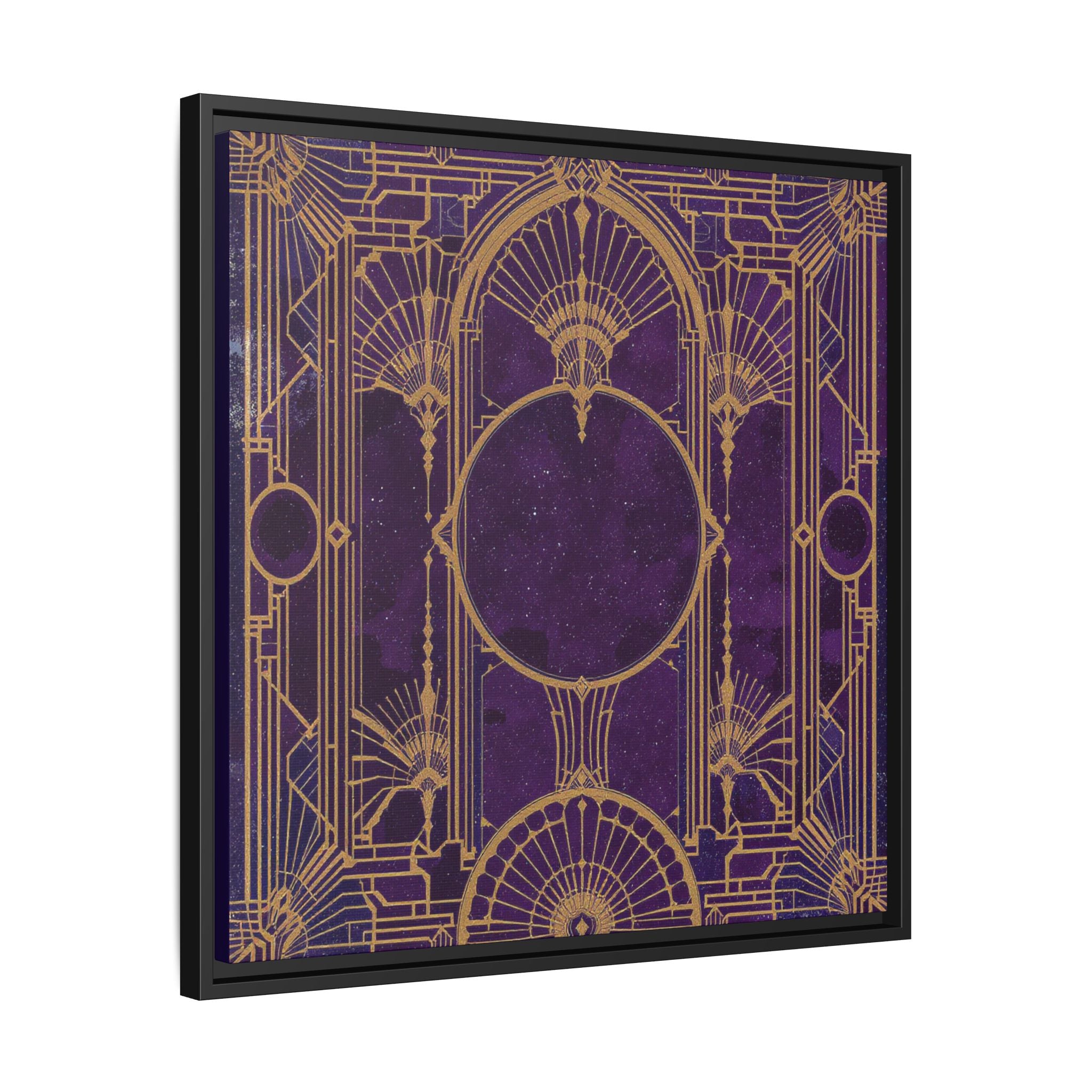 Art Deco Purple Gold Framed Canvas Wall Art