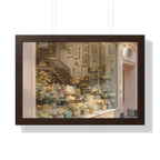 “Golden Hour Flower Boutique” Framed Poster: Pastel Flower Shop Wall Art | Soft Boutique Street Photography Print | Cozy European Aesthetic Decor