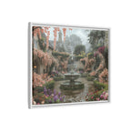 Mediterranean Garden Fountain Canvas — Framed Matte Wall Art