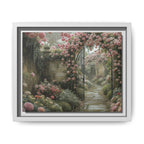 Framed Canvas Print – Secret Garden Archway Floral Landscape