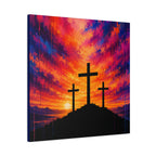 Grace in Color™ – Three Crosses at Sunset | Contemporary Christian Canvas