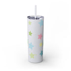 Unicorn Skinny Tumbler 20oz — Cute Pastel Rainbow Unicorn with Straw