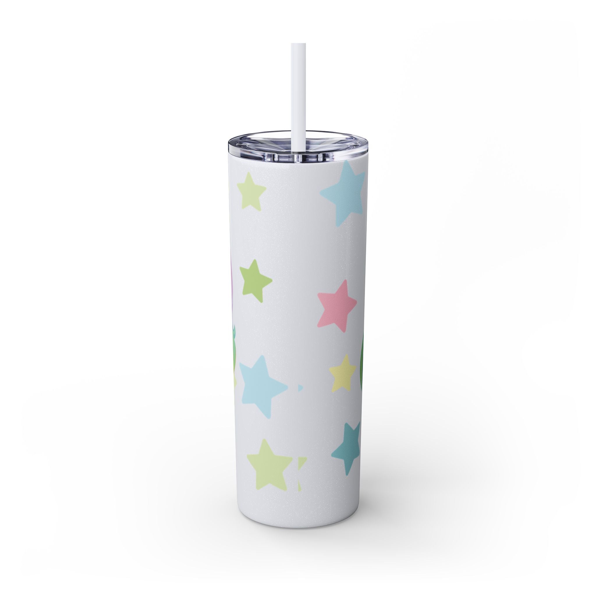 Unicorn Skinny Tumbler 20oz — Cute Pastel Rainbow Unicorn with Straw