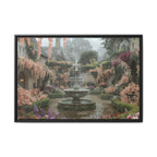 Mediterranean Garden Fountain Canvas — Framed Matte Wall Art
