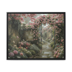 Framed Canvas Print – Secret Garden Archway Floral Landscape