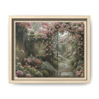 Framed Canvas Print – Secret Garden Archway Floral Landscape
