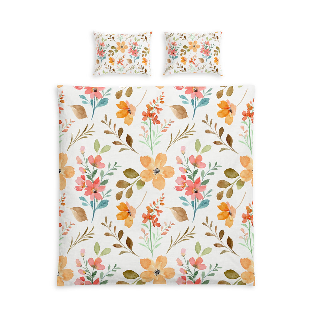Floral Cotton Bed Set – Watercolor Wildflower Duvet Cover & Pillowcases