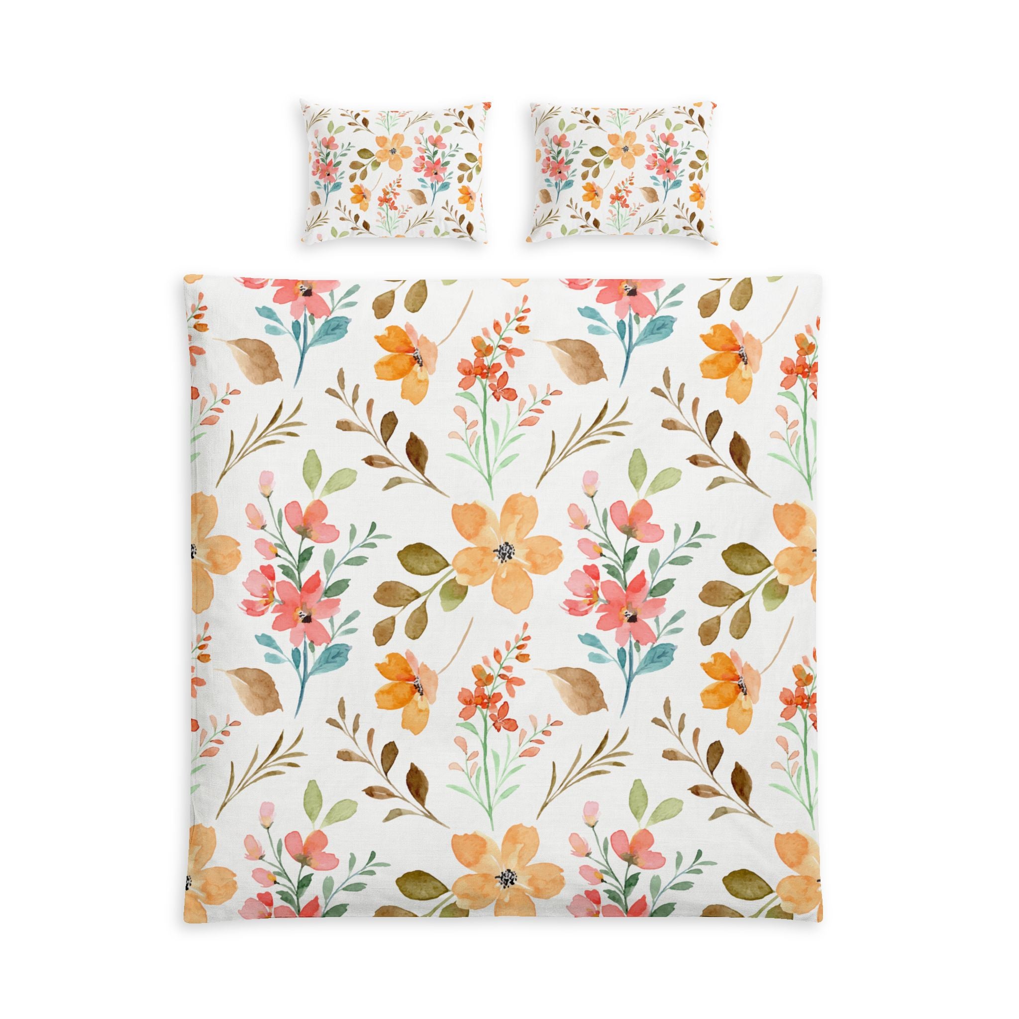 Floral Cotton Bed Set – Watercolor Wildflower Duvet Cover & Pillowcases