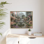 Mediterranean Garden Fountain Canvas — Framed Matte Wall Art