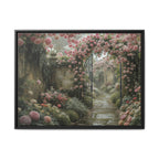Framed Canvas Print – Secret Garden Archway Floral Landscape
