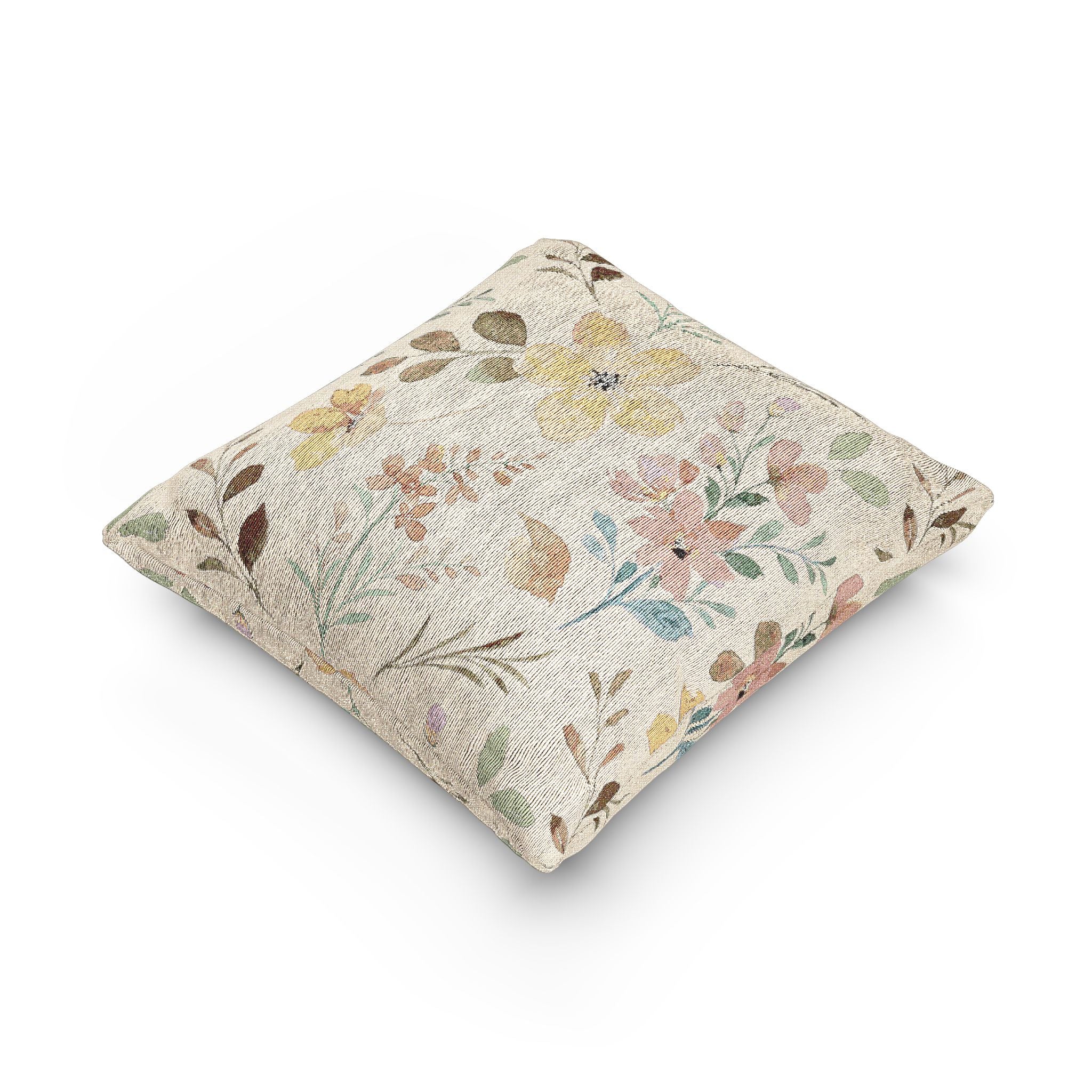 Woven Pillow — Vintage Floral Decorative Throw Pillow